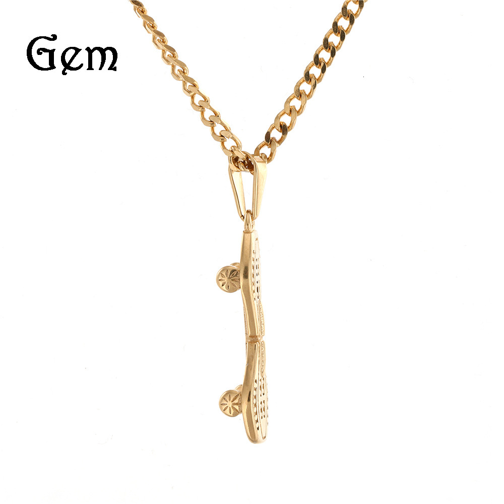 

New hip hop personalized stainless steel skateboard pendant dragon board Snake board Necklace men's jewelry