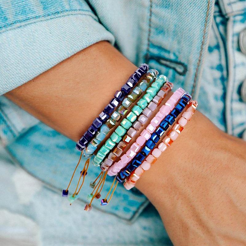 

Charm Bracelets Hand Woven Square Glass Beaded Bracelet Jewelry Women Birthday Gift