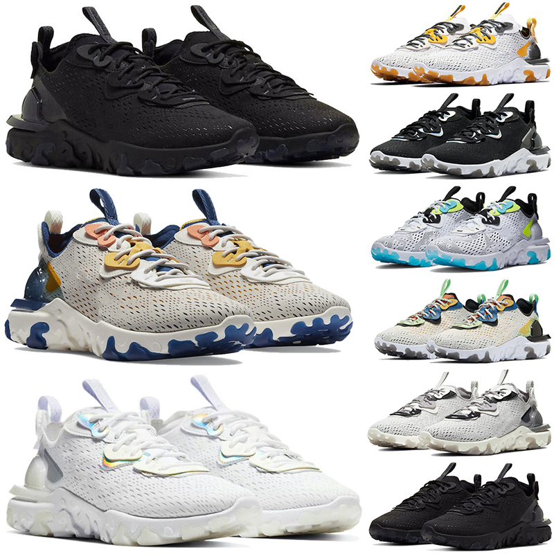 

react vision element 55 87 men women running shoes triple black white schematic Phantom Light Orewood Brown mens womens trainers sports sneakers hotsale, #15 triple black 36-45