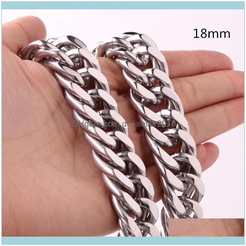 

Necklaces & Pendants Jewelry18Mm Curb Cuban Link Chain For Men Women 316L Stainless Steel Rapper Jewelry Gift Aessory 7-40Inch Chains Drop D