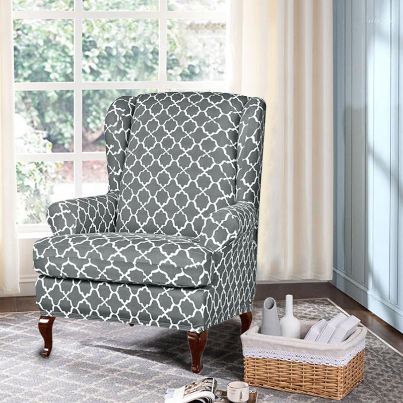 

Chair Covers Elastic Wing Back Cover Printed Arm King All-inclusive Armchair Protector Breathable Slipcover Seat Case