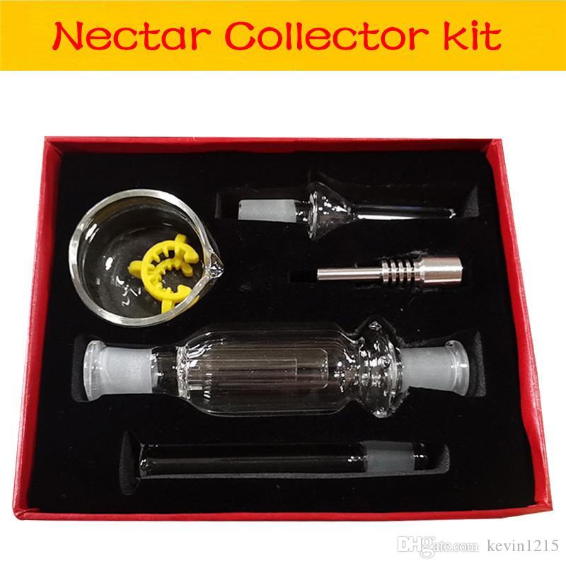 

Hot Glass Collector Kit 10mm 14mm Domeless Stainless Steel Tip Dab Straw Collector Bong Honeybird oil Rigs Water Pipes with gift box