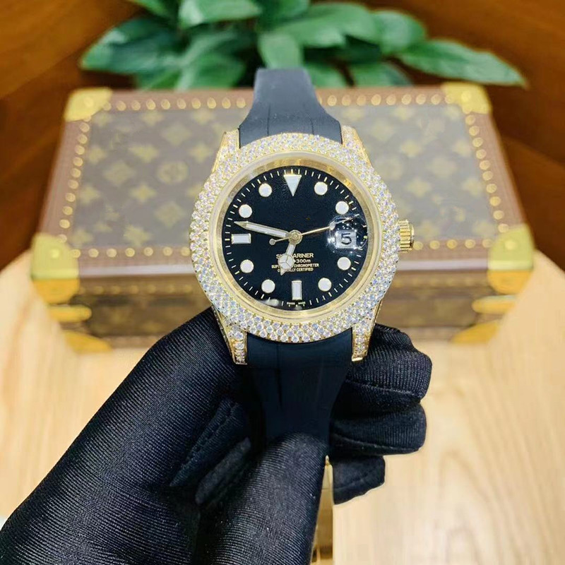 

New year fashion luxury watch wholesale 40mm diamond watch stainless steel watch solid buckle men's free delivery waterproof Sapphire