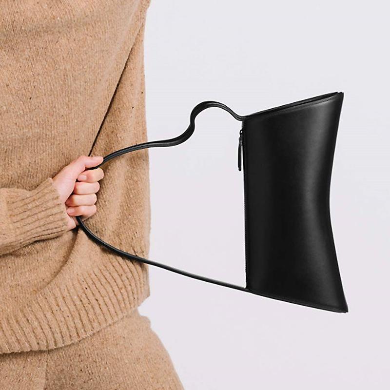 

Personality Lrregular Women Half Moon Bag Niche Design Ladies Handbag PU Leather Shoulder Bag for Female High Quality Purses, Black