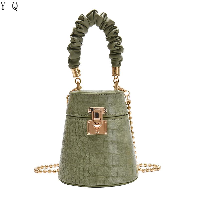 

Fashion Alligator Box Women Handbags Designer Ruched Handle Shoulder Bags Luxury Pu Leather Crossbody Bag Small Buckets Purses, Beige