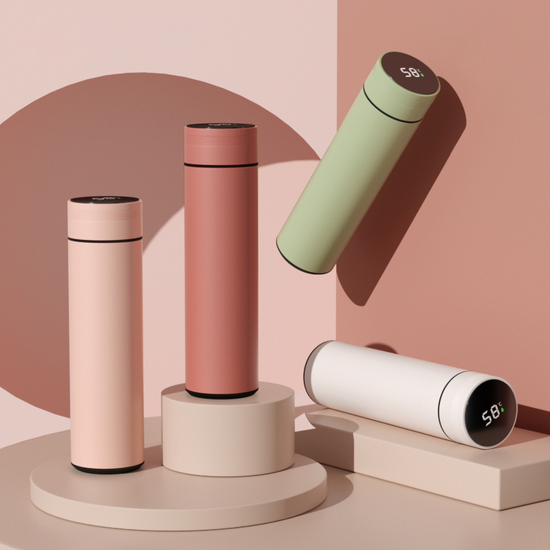 

Smart Vacuum Cup Mugs Flasks Thermos Stainless Steel Insulated thermos Cups Coffee Mug Travel Drink Bottle 480ml 8 Colors, Pink