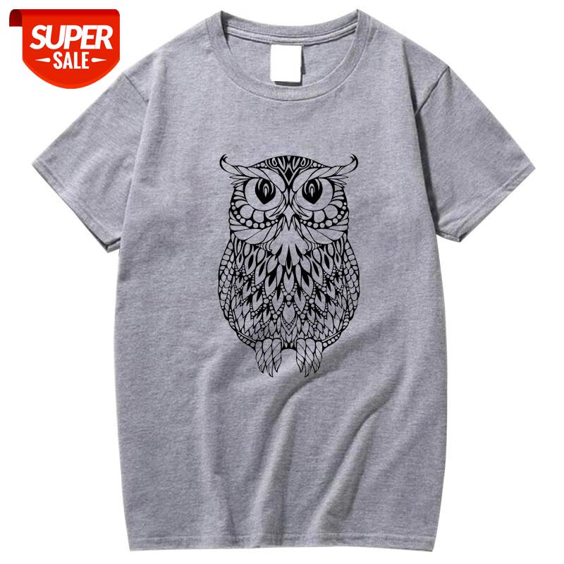 

XIN YI Men Fashion Casual Top Quality short sleeve 100% cotton loose OWL printed T shirt casual summer cool men t shirt For Men #Ga2v, White;black