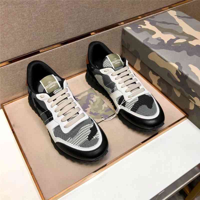 

2021 New Valentinoes Top Quality Designer Mens Casual Shoes Fashion Genuine Leather Sneakers Luxury Trainers em904300-6, Black