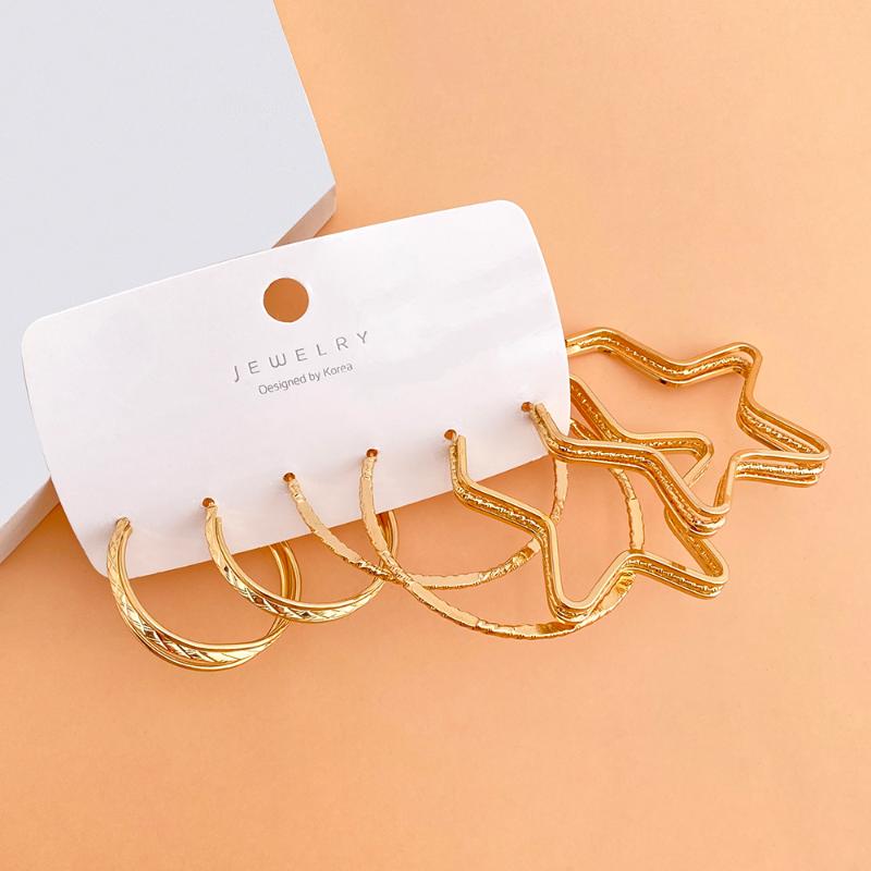 

Dangle & Chandelier KISSWIFE Trendy Gold Big Hoop Earrings Set For Women Geometric Round Simple Stud Fashion Jewelry Gifts, Silver