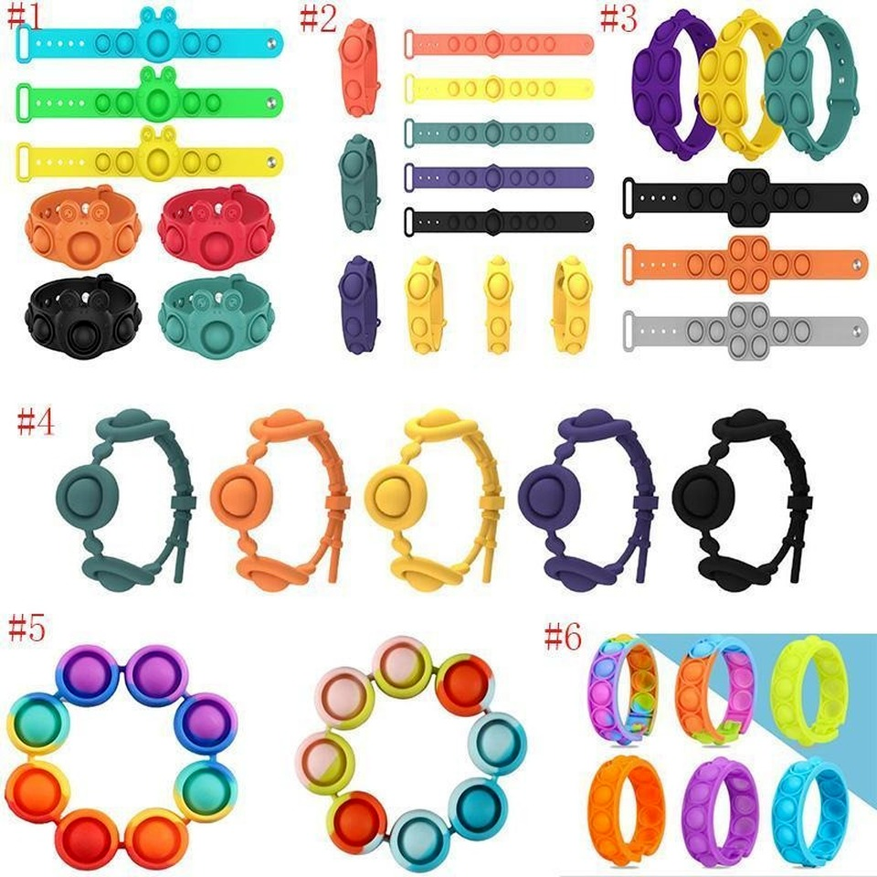 

Push Bubble Pop Fidget Toys Sensory Ring Bracelets Puzzle Press Finger Bubbles Stress Bracelet Wristband Decompression Toy