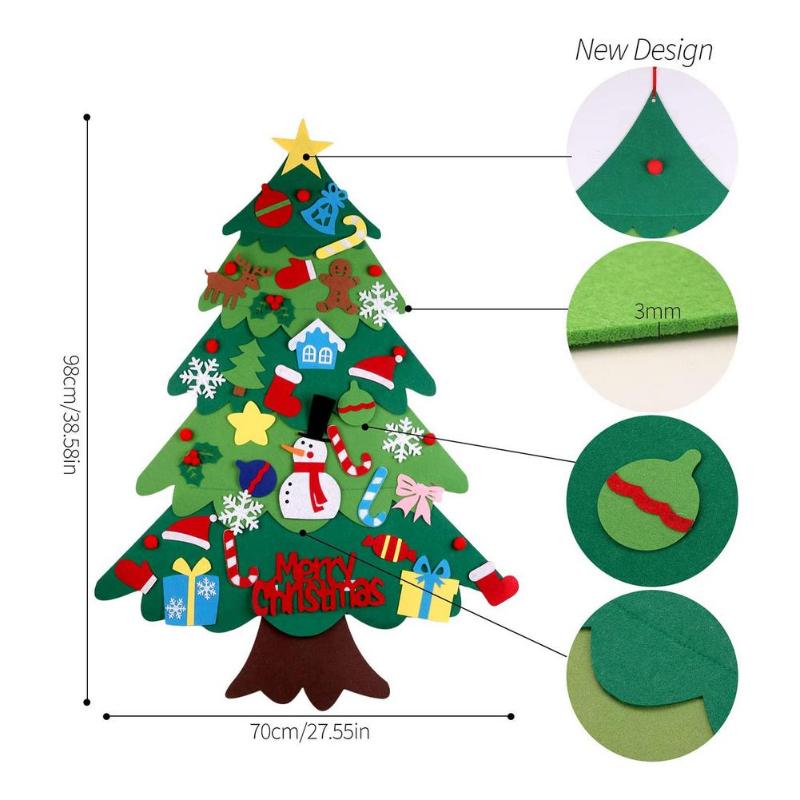 

Christmas Decorations DIY Felt Tree Wall Hanging Artificial Xmas With Santa Claus Snowflakes Ornament Year Home Decoration Kid Gift