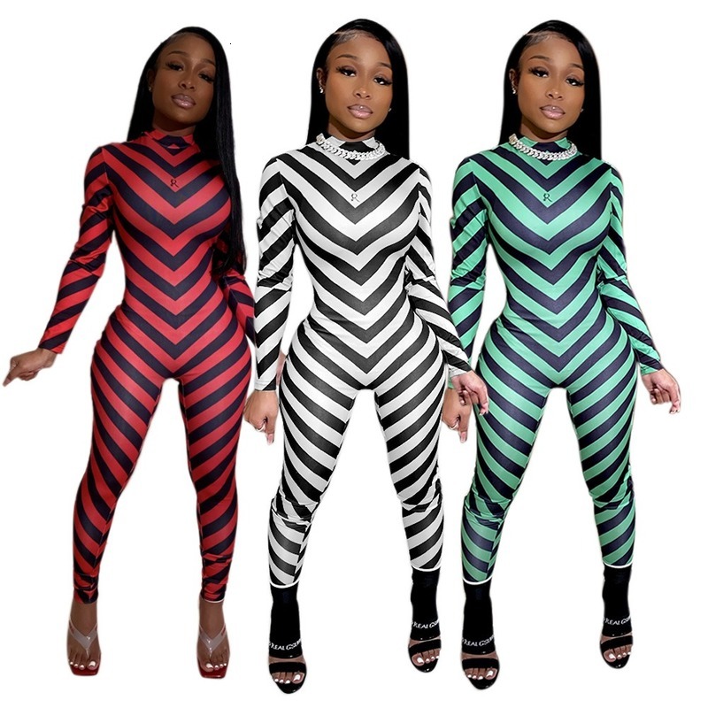 

2021 New Womens Causal Striped Long Sleeve 2xl Plus Size Ny Biker One Piece Jumpsuit Women 3 Colors Dropshipping 434i, Blue