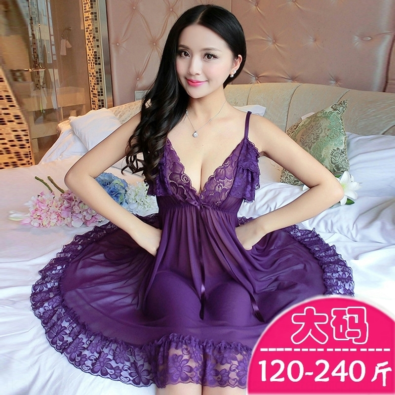 

9fE add large sling underwear underwear size mesh pajamas women lace sling nightdress sexy pajamas temptation transparent sexy, Black;red