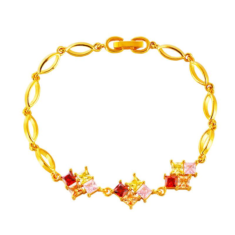 Beaded, Strands Luxury Zircon Gold Color Women Bracelets Bangles&Bracelets Bridal Wedding Bracelet Jewelry Girls Gift-image-703857336