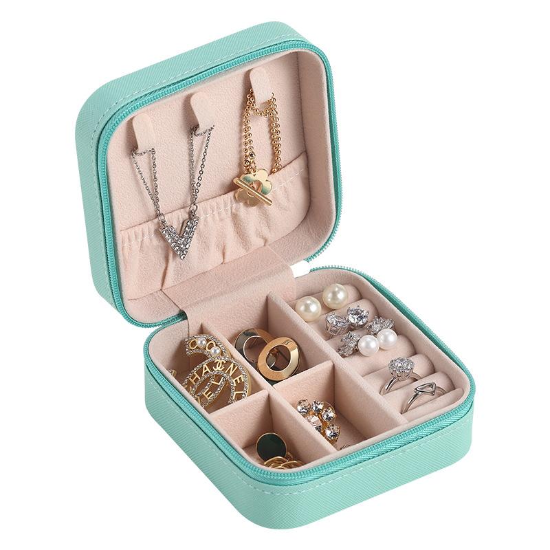 

Jewelry Pouches, Bags Organizer Display Case Boxes Portable Box Zipper Leather Storage For Travel Gift