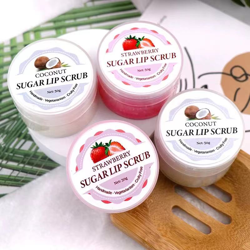 

Strawberry &Coconut Lip Scrub Lips Mask Exfoliating Balm Moisturizer Nourish Plumper Enhancer Vitamin Wrinkle Natural Skin Care