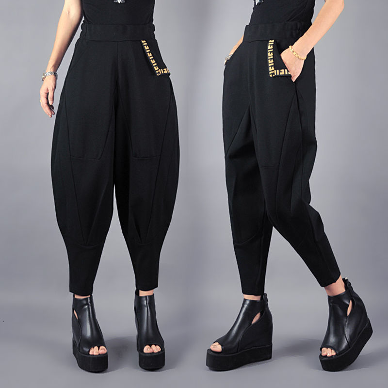 

2021 New Standard Black Female Cross-pants Embroidery Will See High-waisted Bloomers Capri-baggy Fashion Harun Women' Pants Cizw