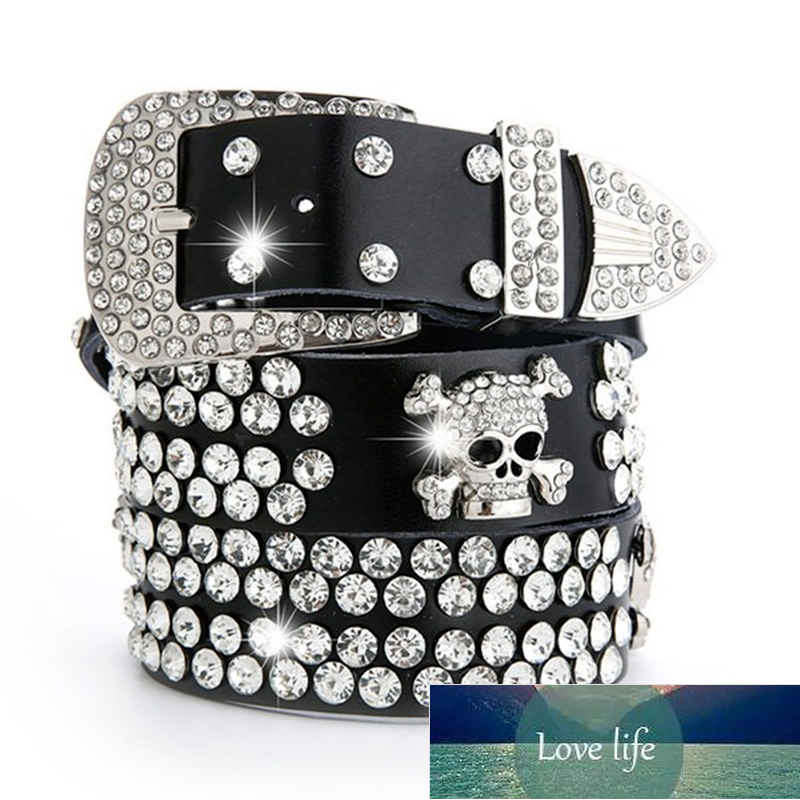 

Vintage Rhinestone Skull Belts for Women Wide Buckle Belt For Women High Quality Cow Skin Strap Female Jeans Waistband Factory price expert design Quality Latest, As pic