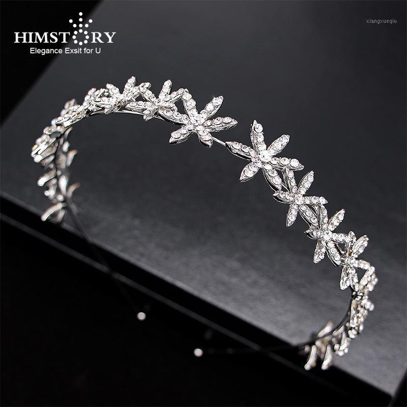 

Hair Clips & Barrettes Himstory Fashion Bridal Rhinestone Flower Headbands Crystal Floral Hairband Crown Wedding Party Jewelries, Golden;silver