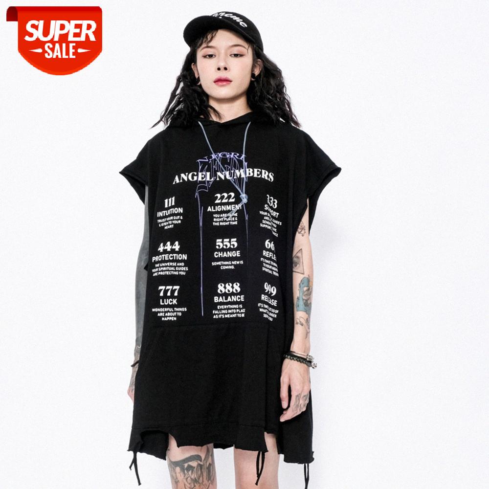 

Wind letter print sleeveless sweatshirt vest street flow loose sports waistcoat T-shirt #hF8M, White;black