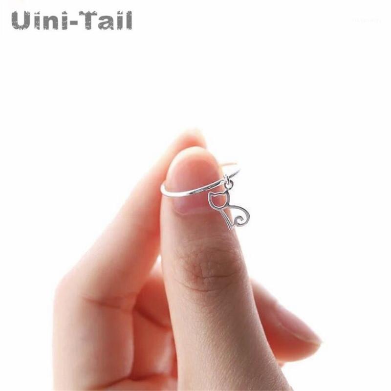 

Uini-Tail Original Design 925 Sterling Silver Hollow Cat Opening Ring Cute Fashion Trend Sweet Animal Jewelry Gift ED228 Band Rings