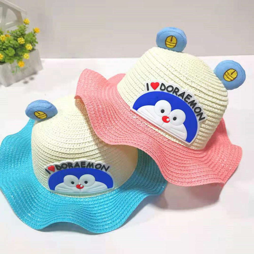 

Summer children's hat Korean wave straw girls Jingdang cat sun Beach Hat fisherman's, Yellow