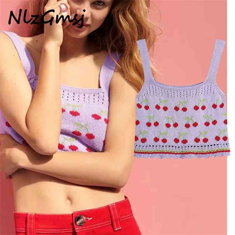 

Sweater Women Sweet Fashion Cropped Tank Tops Ladies Vintage Knitted Sweaters Female Summer Chic Crop Top 05 210628, As picture