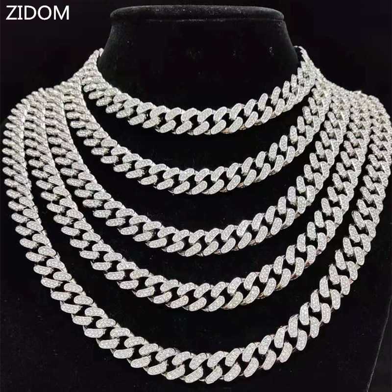 

Men Women Hip hop Iced Out Bling chain Necklace 13mm Miami Cuban Chains HipHop Necklaces Fashion Charm Jewelry P0809