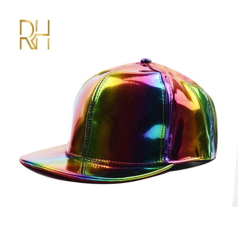 

Ball Caps Fashion Unisex Silver Laser Baseball Cap Men Hip Hop Holographic Casquette Women Snapback Rainbow Basketball Hat RH, Black