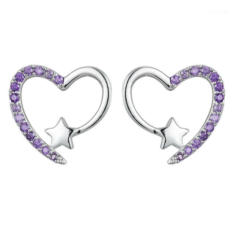 

Stud Arrival Inlaid Crystal Fine Heart Earrings For Women Small Star Multicolor Korean Jewelry 2022, Golden;silver