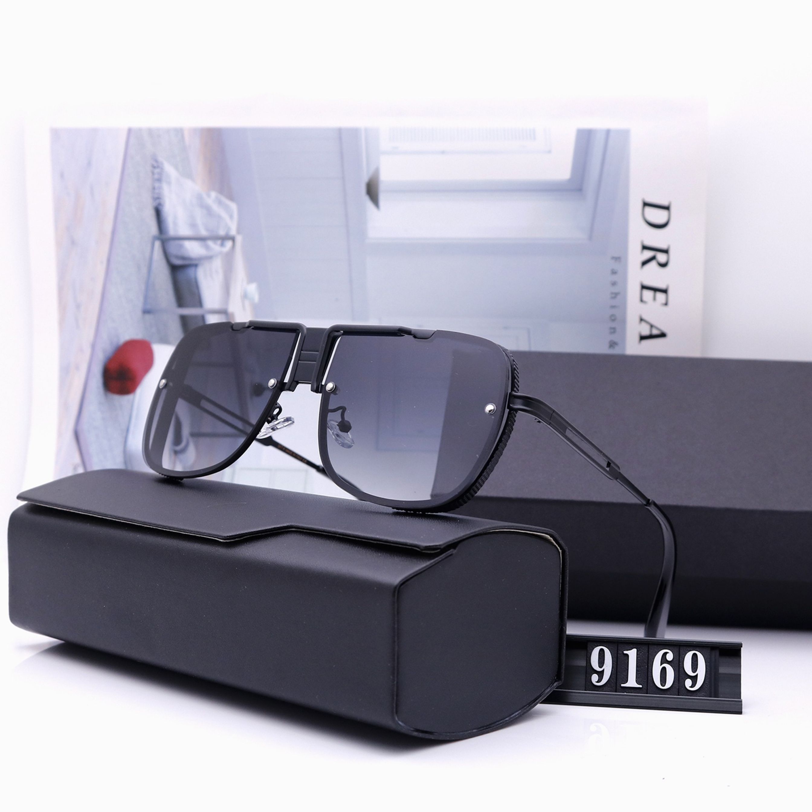 

Designer Polarizerd Sunglasses for Mens Glass Mirror Gril Lense Vintage Sun Glasses Eyewear Accessories womens with box 9169#