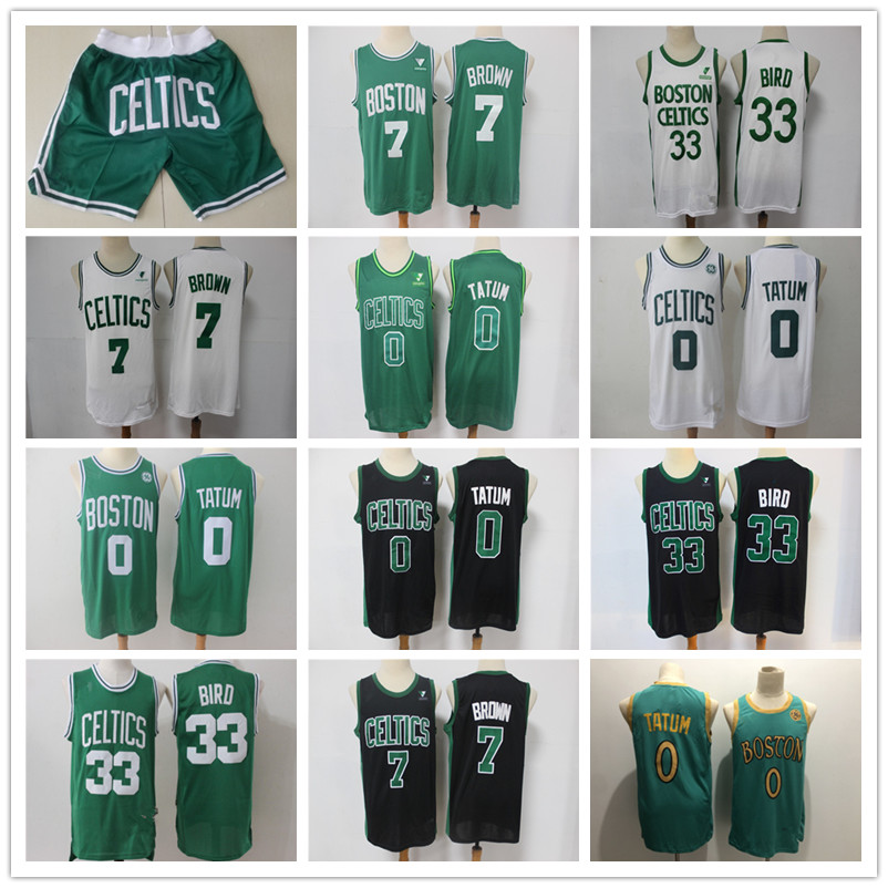 

Mens BostonThrowback CelticsJersey Larry 33 Bird Jayson 0 Tatum Jaylen 7 Brown Basketball Shorts Basketball Jersey green white, Color