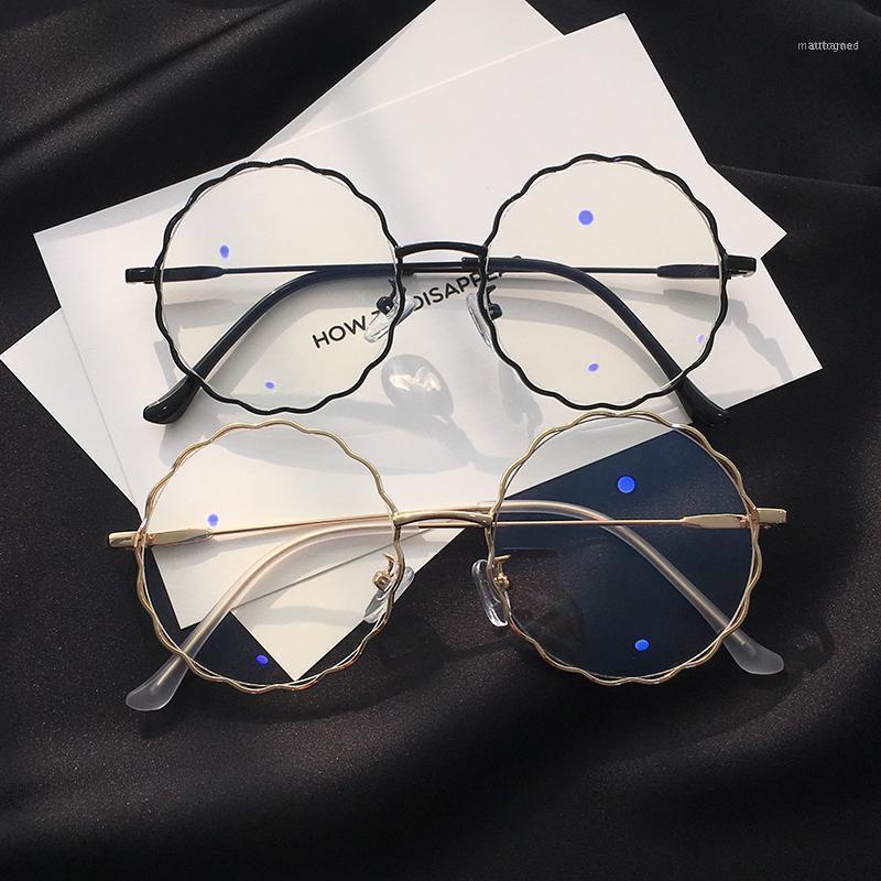 

Sunglasses Vintage Personality Round Hollow Large Frame Flat Mirror Female Korean Ins Harajuku Ulzzang Simple Casual Chic Ladies Glasse1