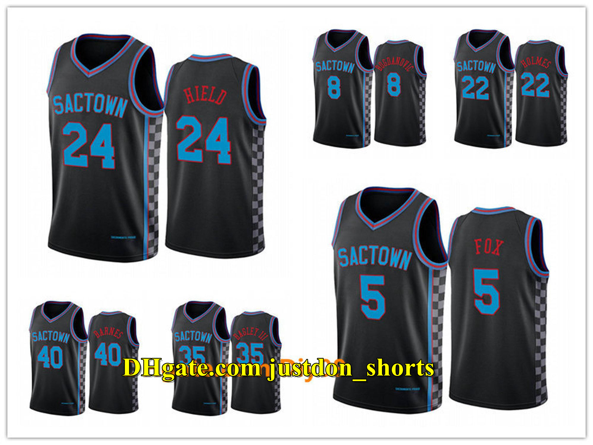 

NCAA Sacramento Kings Shirts MEN Buddy Hield DeAaron Fox Bogdan Bogdanovic City Black Sactown basketball Jersey