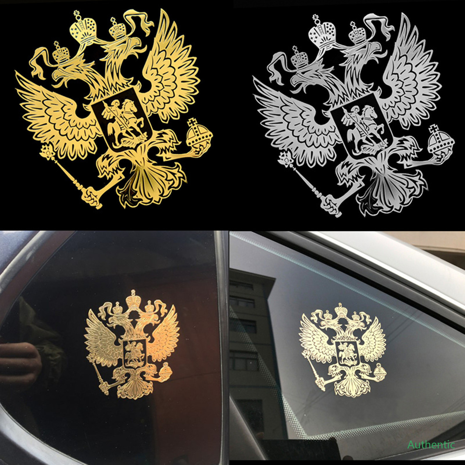 

Coat of Arms of Russia Nickel Metal Car Stickers Decals Russian Federation Eagle Emblem Sticker for Car Styling Accessories, Colour