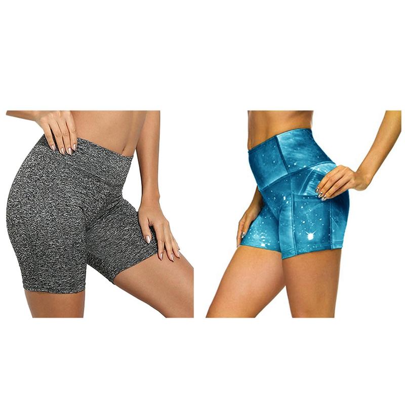 

Summer Three-Point Pants Shorts Fitness Women's Pants Gray  & Workout Fitness Hip Shorts Casual Yoga Green, Gray green