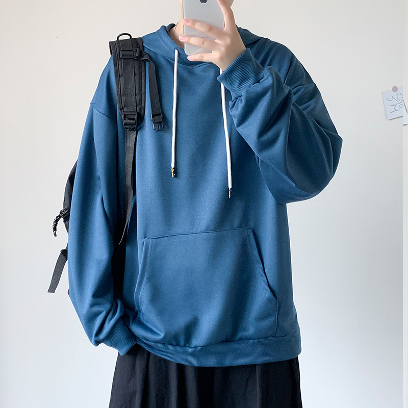 

2021 New Men's Round Neck Clothes Hoodies Loose Solid Pullover Long Sleeves Sweatshirts 6 Color Clothing Coat Large Size M-3xl Ass6, Light blue