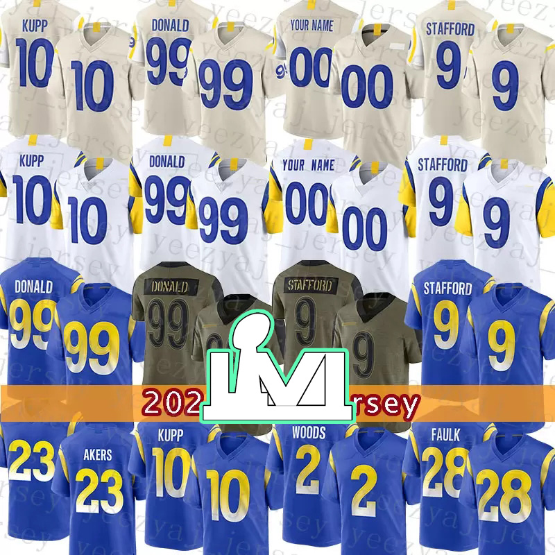 

2022 Cooper Kupp 9 Matthew Stafford Aaron Donald Jersey Van Jefferson Football Jalen Ramsey Andrew Whitworth Odell Beckham Jr. Von Miller Robert Woods DeSean Jackson, Mens jersey(gm)