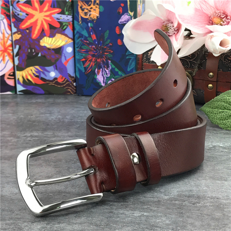 

2021 New Stainless Steel Buckle Thick Luxury Vintage Pin Men Genuine Leather Long Belt 95-130cm Sbt0001 Nndd, Black