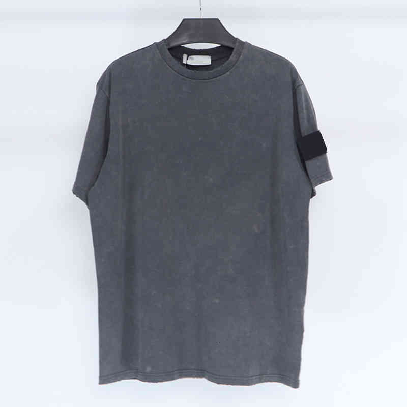 

Men's T-Shirts Crew neck summer Old with holes European and American fashion brand Loose simple Couple short sleeves badge E3SG, Dark grey-622