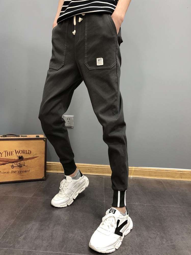 

Black Samurai pants men's spring Korean fashion casual pants men's elastic versatile fashion brand corset overalls men's, Blue