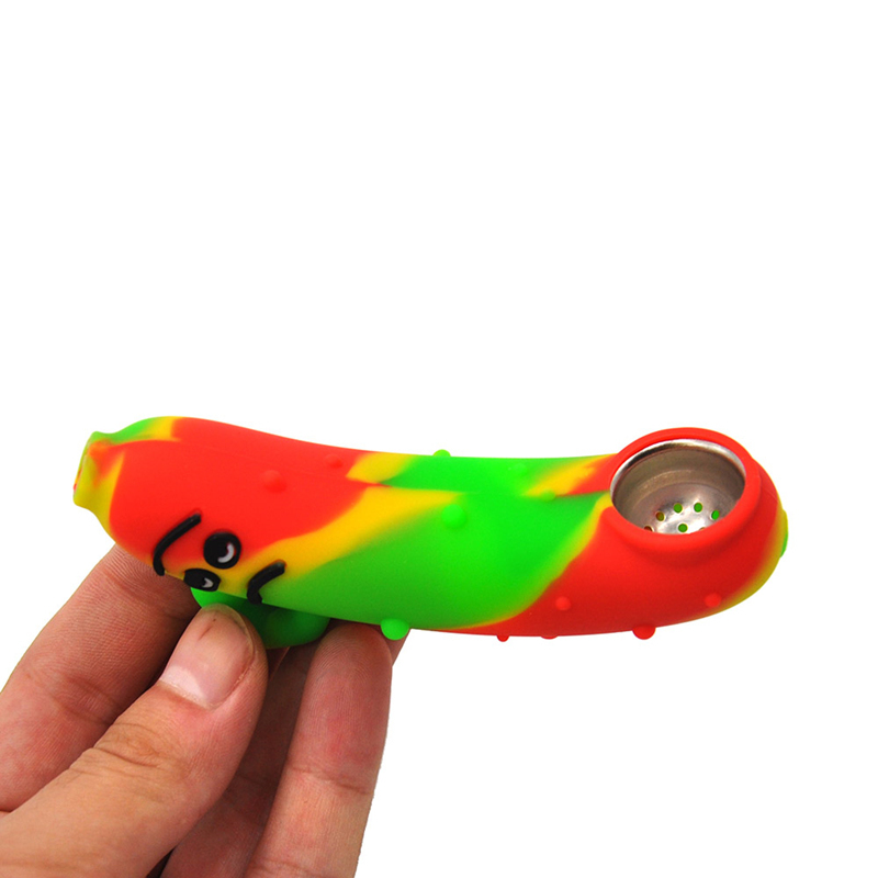 

4.3inches Silicone Pipe smoking Pipes Reuse and Unbreakable Tobacco Banana glass water with bowl