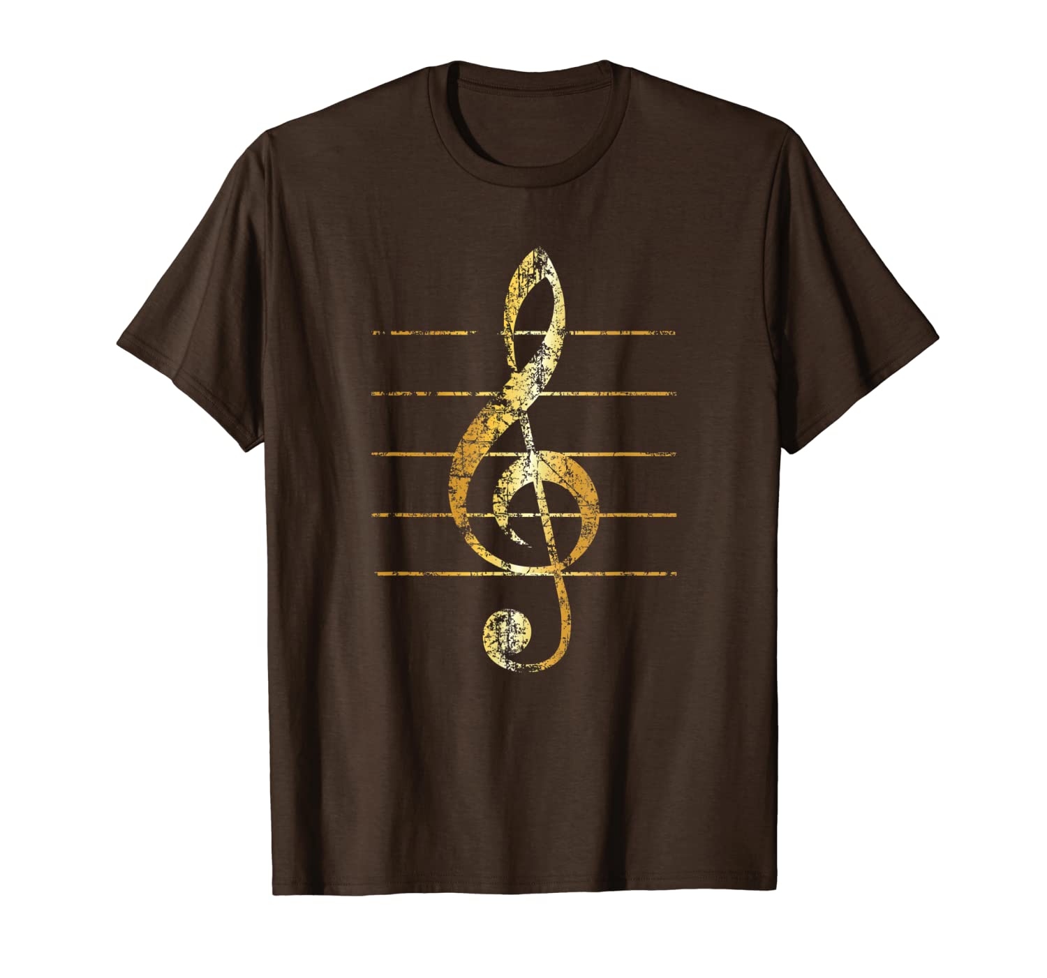 

treble clef lines (vintage golden-yellow) music musician t-shirt, White;black
