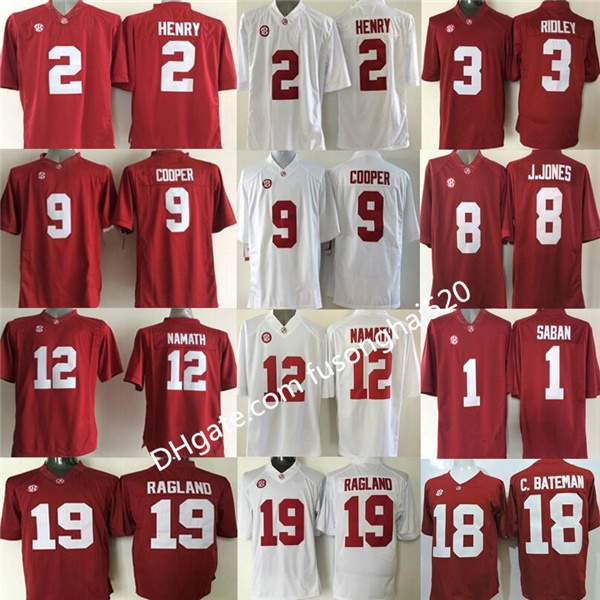 

Men Alabama Crimson Tide Jersey Red College Football 2 Derrick Henry 8 Julio Jones 9 Amari Cooper McCarron 12 Joe Namath 18 Bate White