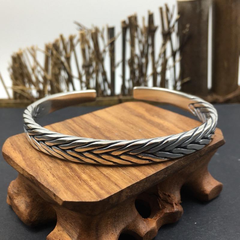 

Bangle Sterling Silver Braided Wide Open Bracelet