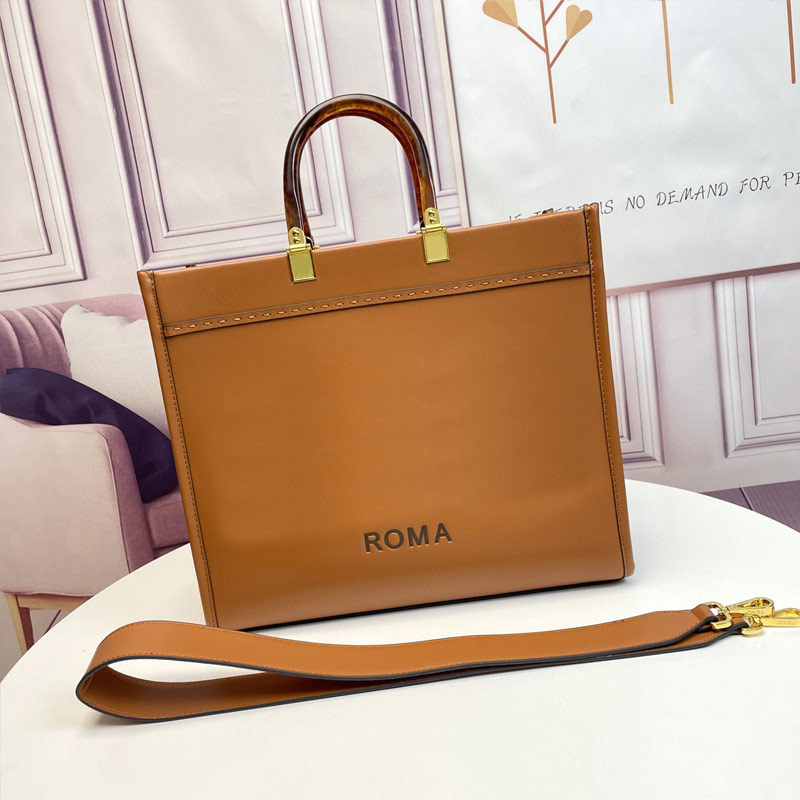 

Women Sunshine Handbag Ff Tote Shopping Bag Cowhide Leather High Quality Removable Shoulder Strap 35/41cm Large Capacity Package F Letter, No single shot