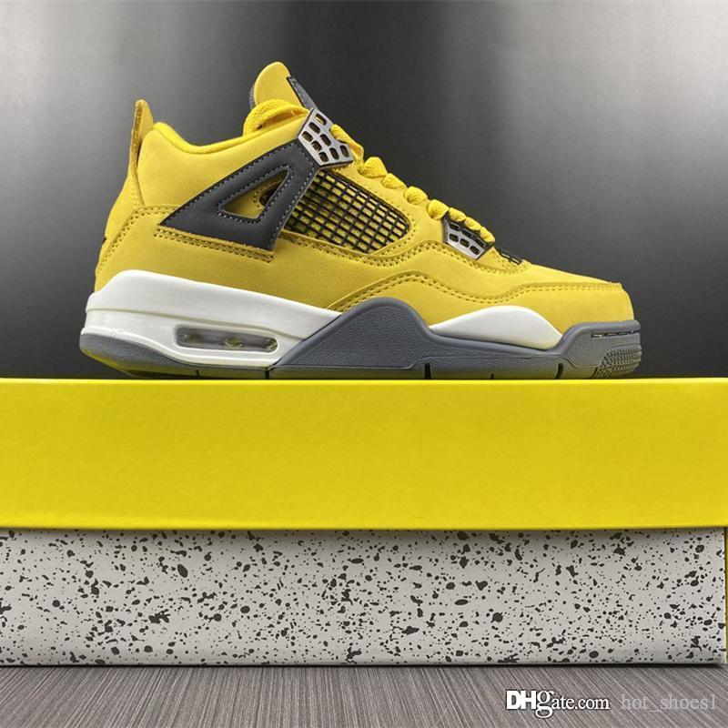 

Air 4 Lightning Tour Yellow CT8527-700 4s IV Women Men Sports Casual Shoes Sneakers Top Quality Trainers With Original Box