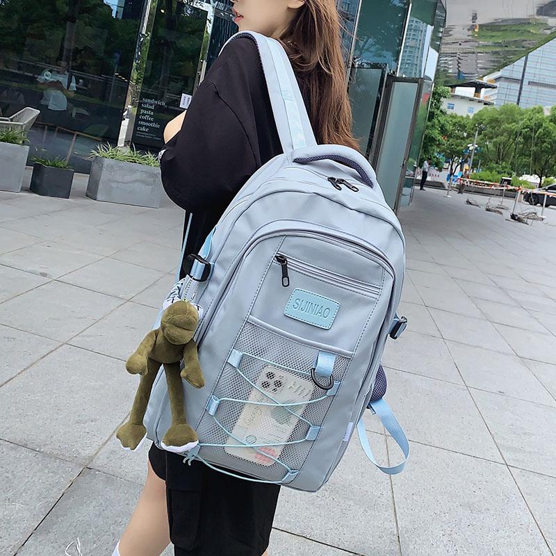 

Backpack Waterproof Nylon Women High Capacity Travel Bag Female Fashion Anti-Theft Laptop Unisex Solid Color School, Blue backpack