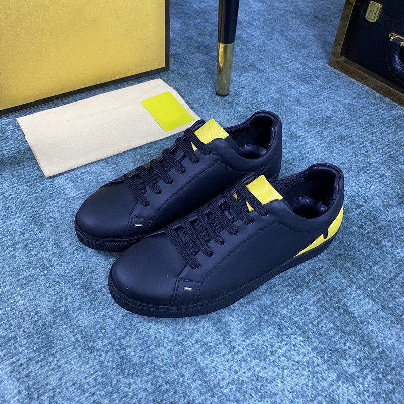 

New 2021 fashion designer men shoes genuine leather with yellow leather patchwork lace up casual shoes size 38-45 free shipping, Black
