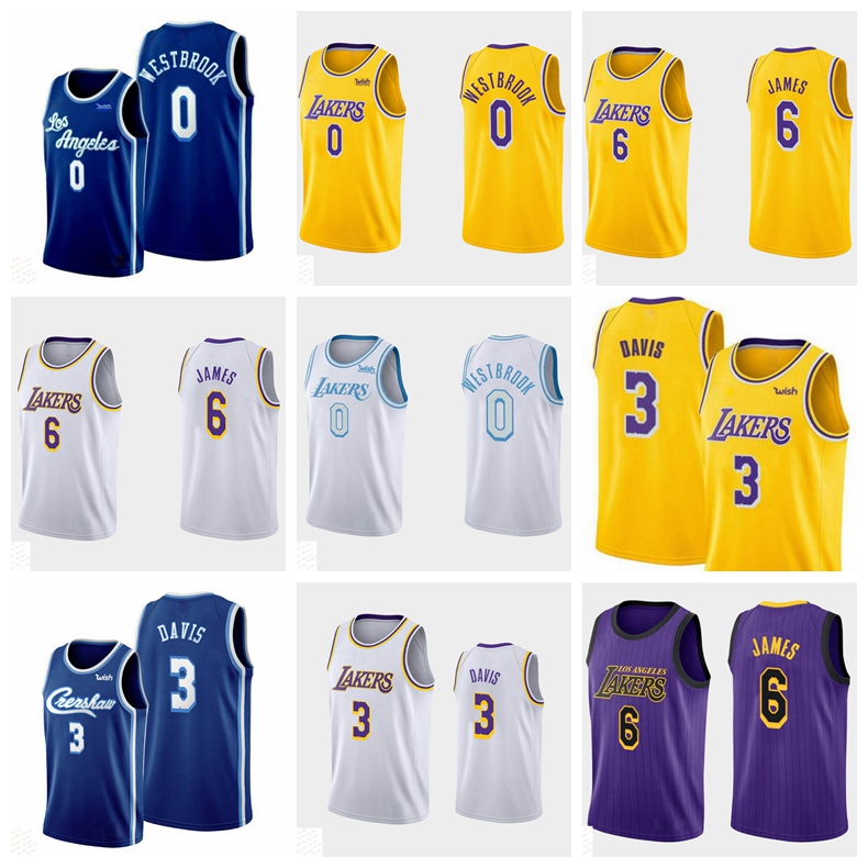 

Los AngelesLakersLeBronJamesWestbrookAnthonyRussellDavisMen's Yellow Stitched Basketball Jersey